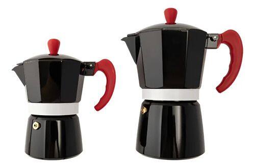 Cafeteira Italiana Alumínio Preta 325ml Expresso 6 Xícaras Sabor Intenso