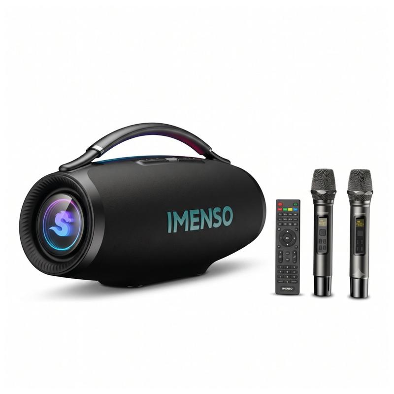 Caixa De Som Imenso X69a 500w Rms 45000mah RGB Ipx6 2 Microfones sem Fio Funcao Karaoke