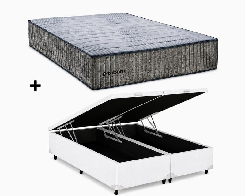 Cama Bau Queen Branco Colchao Queen Exclusive Foam Espuma D33 158x198 - Ortobom