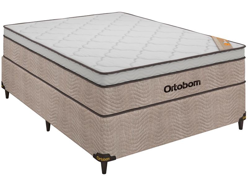 Cama Box Casal (Box + Colchão) Ortobom - de Mola 61cm de Altura New Ortotech