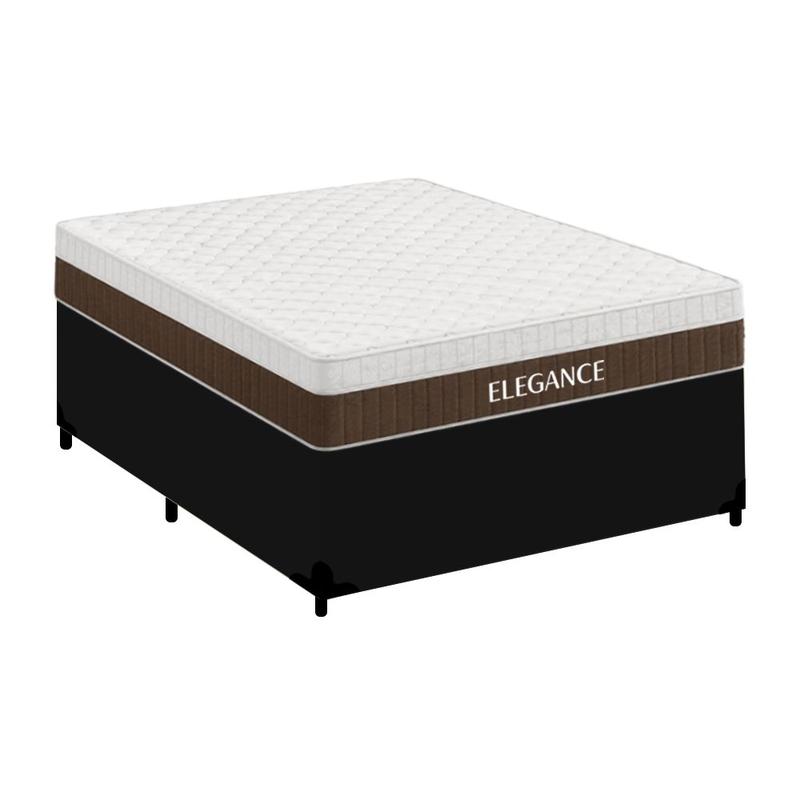 Cama Box Casal Sintético + Colchão Molas Ensacadas Royal Sleep Elegance 138x188x67