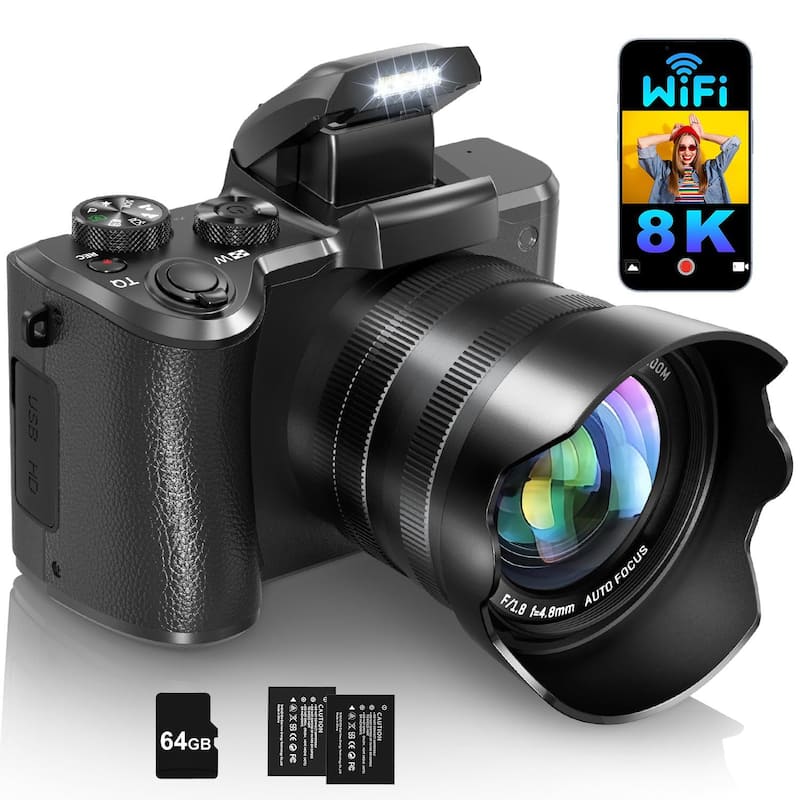 Câmera digital IGXHAVIZ 8K 88MP WiFi Autofocus com Flash 64GB