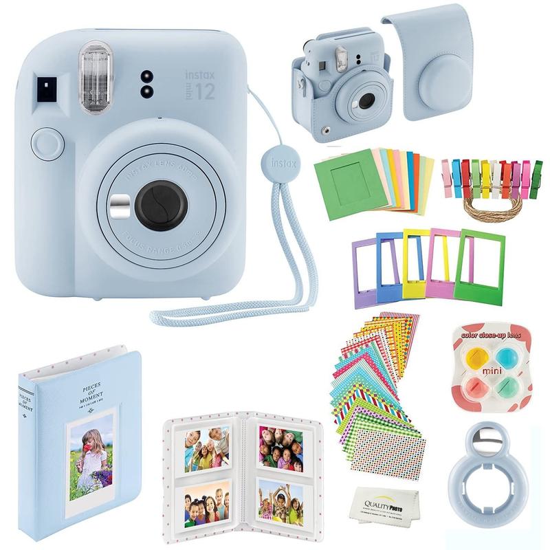 Câmera instantânea Fujifilm Instax Mini 12 com kit de acessórios azul