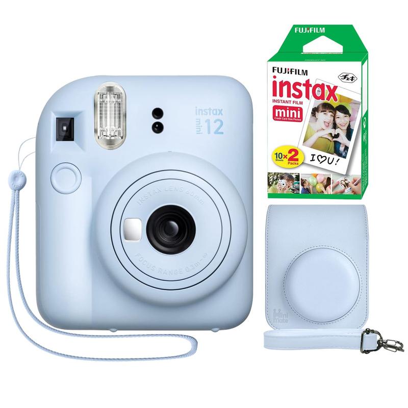 Câmera Instax Mini 12 Fujifilm - Azul Pastel com Estojo e Filme