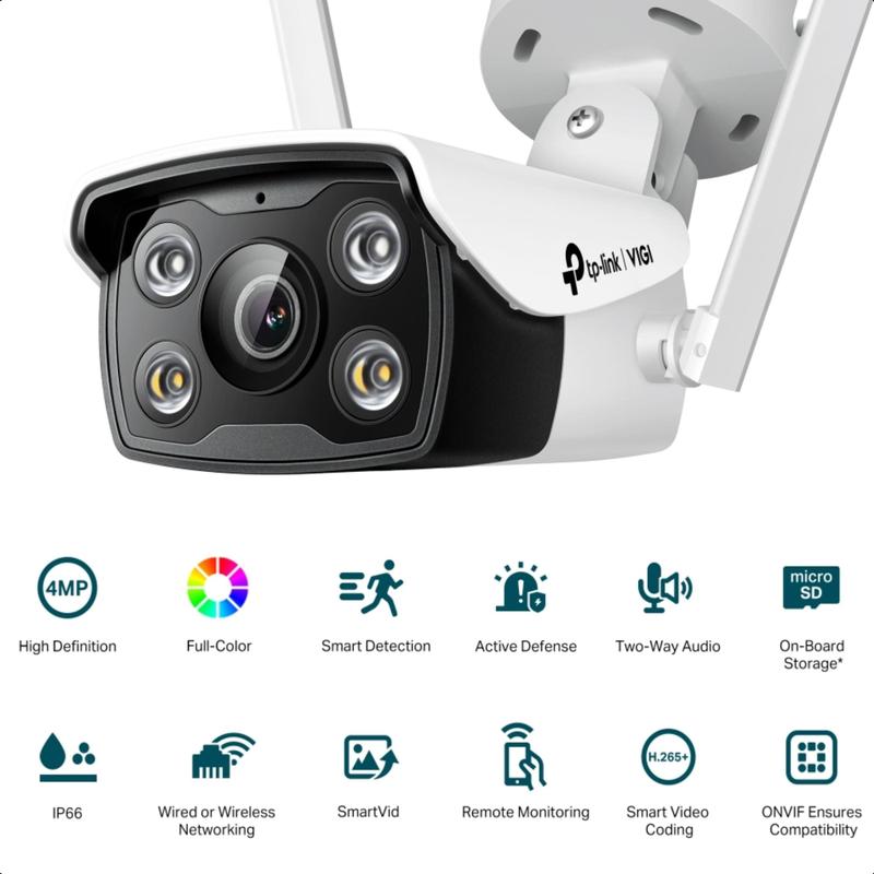 Câmera Ip Externa Tplink VIGI C340W 4mp Wifi Colorida A Noite Full Color H.265 Ip66