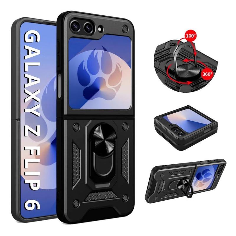 Capa Capinha Armor Ring Militar Galaxy Z Flip 6 Anti Impacto Proteção Câmera Anel 360 Suporte e Imã