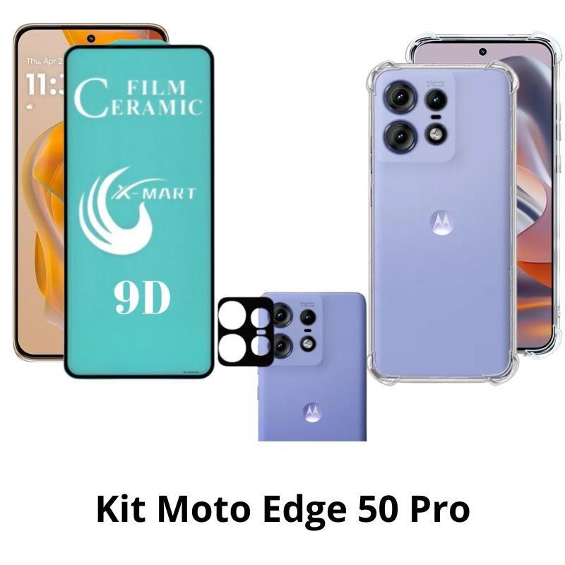 Capa Case Silicone TPU + Película de Cerâmica + Película de Câmera para Moto Edge 50 Pro