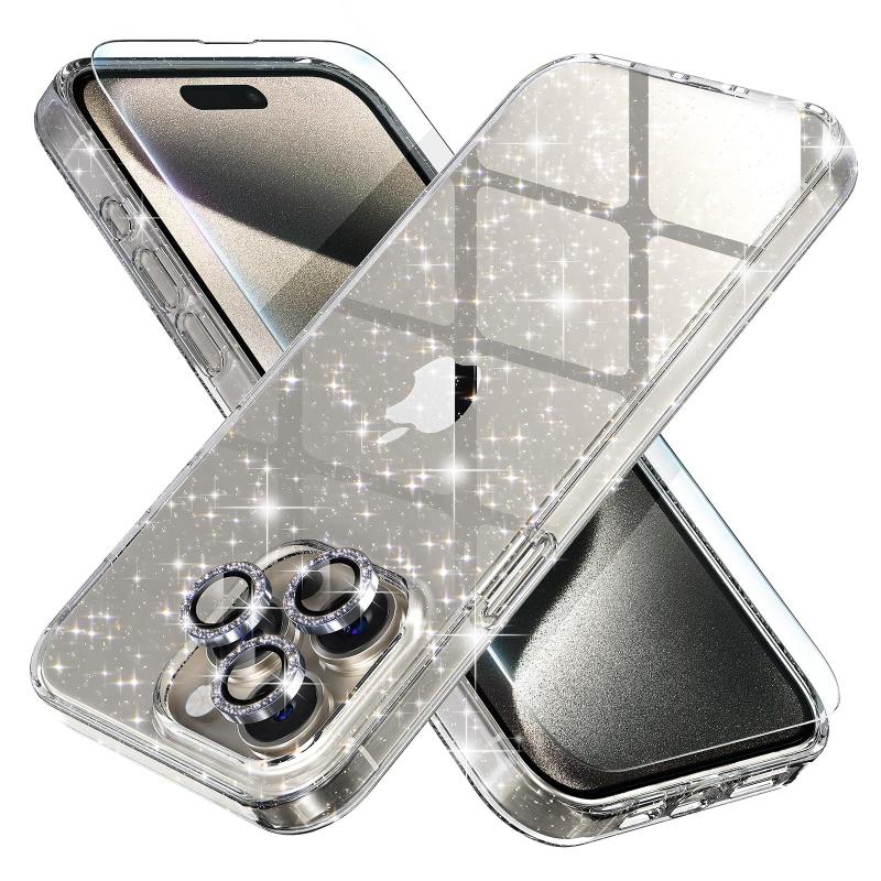 Capa Choiche compatível com iPhone 15 Pro Max Glitter Clear