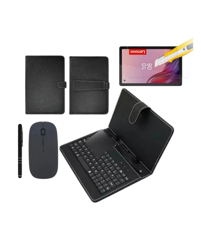 Capa com Teclado + Película + Mouse + Caneta Touch Para Tablet Lenovo M9