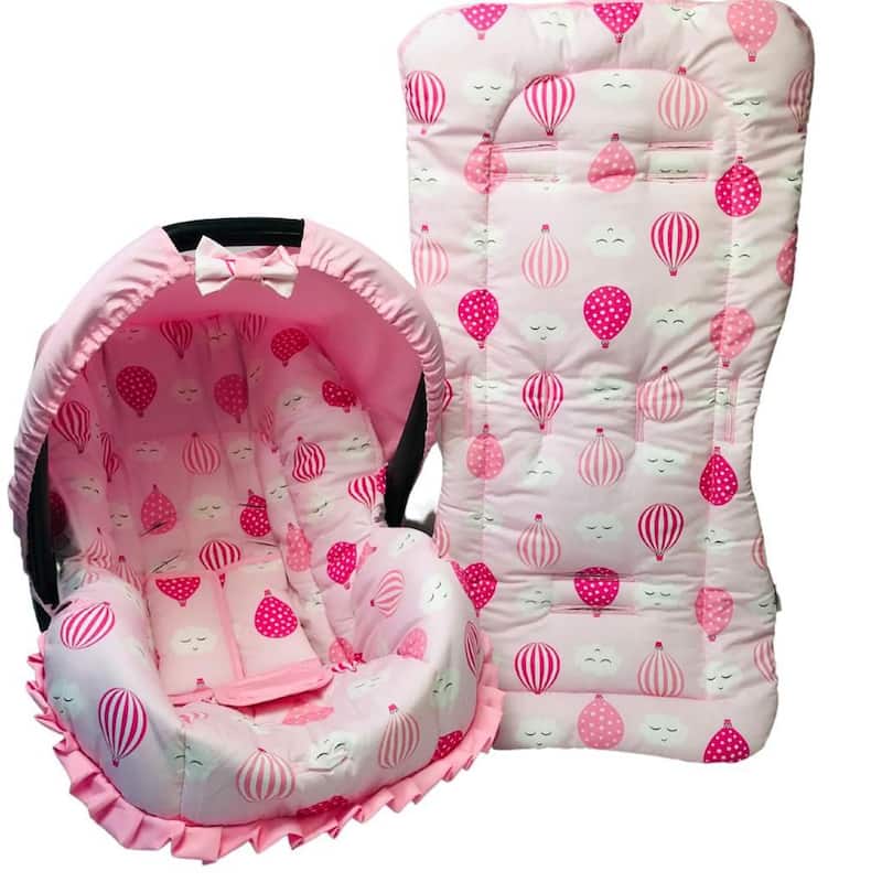 Capa de bebê conforto e capa carrinho - balão e nuvem
