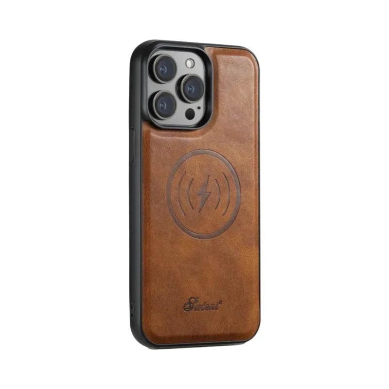 Capa De Couro Com Magsafe Magnético 2 Em 1 E Suporte Destacável Para iPhone 12 13 14 15 16 17 18 pro