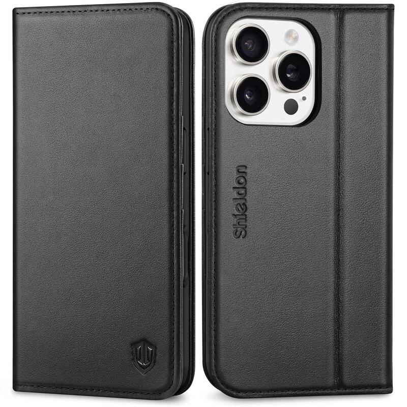 Capa de Couro Genuíno SHIELDON para iPhone 16 Pro (6.3") - Preta