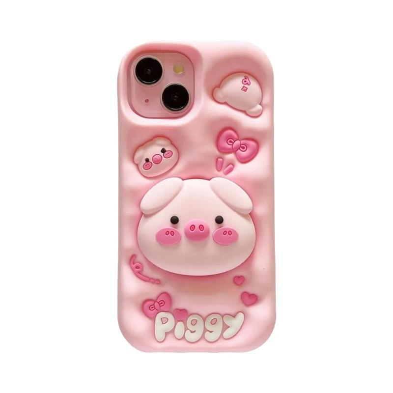 Capa De Silicone Macia Com Suporte Dobrável De Porquinho Fofo Para Samsung Galaxy S26 S25 S24 S23