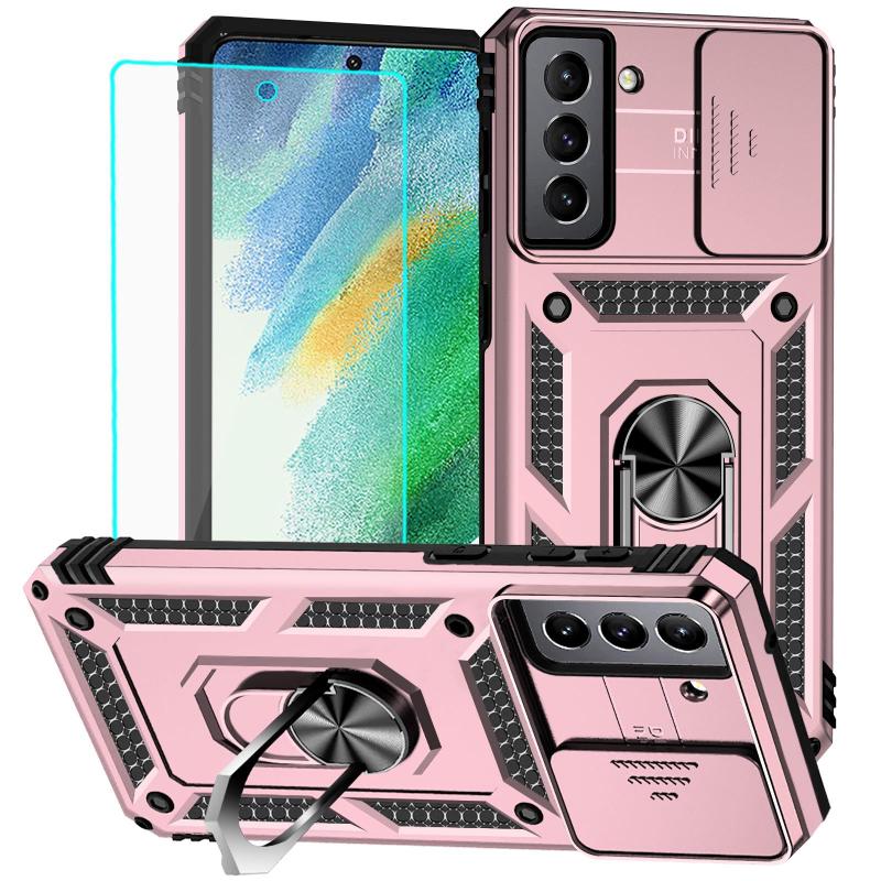 Capa para celular HNHYGETE Samsung S21 FE à prova de choque em ouro rosa