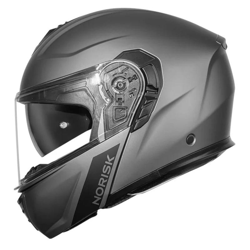 Capacete norisk vortex monocolor matte titanium cinza fosco escamotiavel articulado