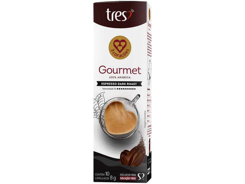 Cápsula de Café Espresso Dark Roast 3 Corações Arábica 10 Cápsulas