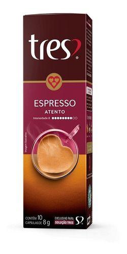 Cápsula Três Corações Espresso Atento 10 Unidades 80g