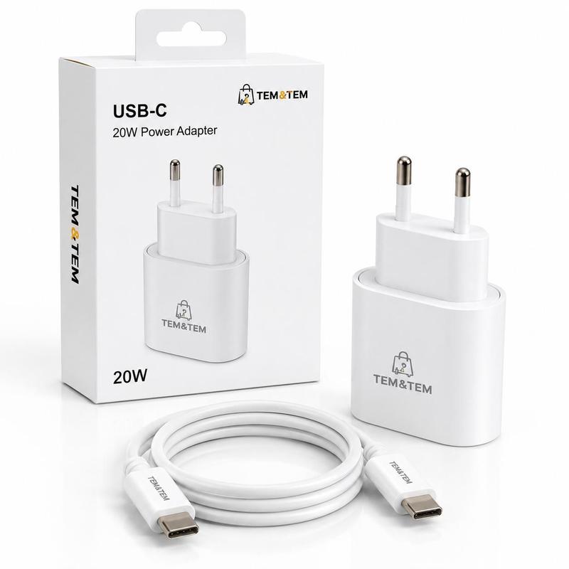Carregador Turbo 20W USBC Cabo USBC Compatível iPhone 8 X XR 11 12 13 14 15 16 Pro Max Power Delivery PD