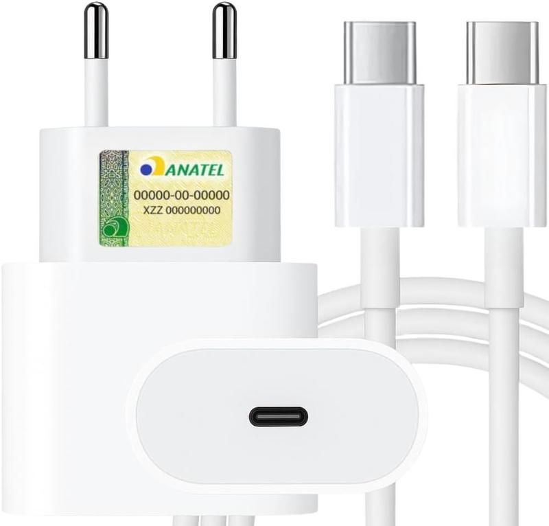 Carregador Turbo Tipo C 20W Compatível com iPhone 15, 15 pro, 15 Pro Max, iPhone 16, 16 pro, 16 pro Max, Samsung Galaxy