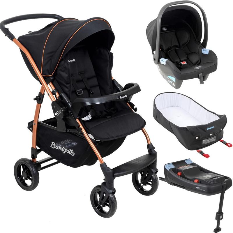 Carrinho de Bebe Burigotto Travel Rio K 22 Ninho Base Preto Cobre