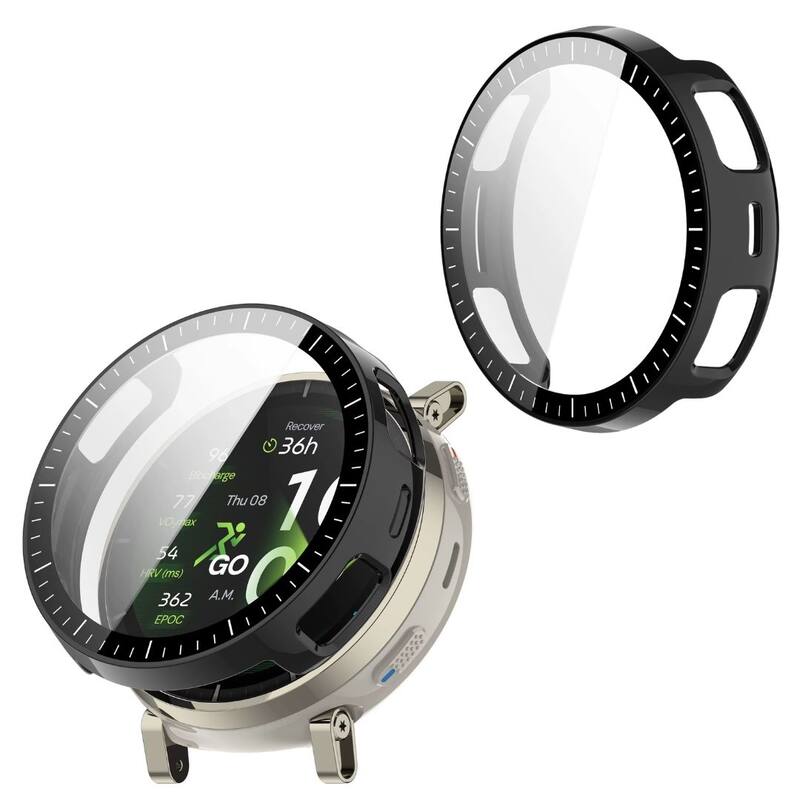 Case proteção extra acrilico com vidro para Amazfit Active 3 Capa bumper Amazfit Active 3:Preta