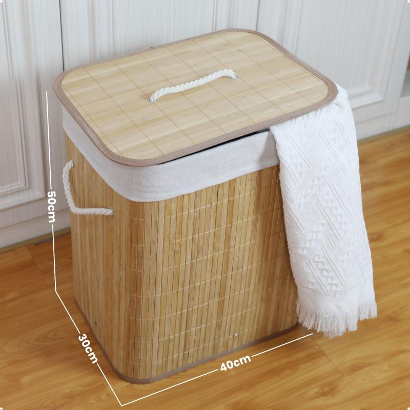 Cesto de roupa suja de bambu com tampa, 50 litros, foto 2 do anúncio