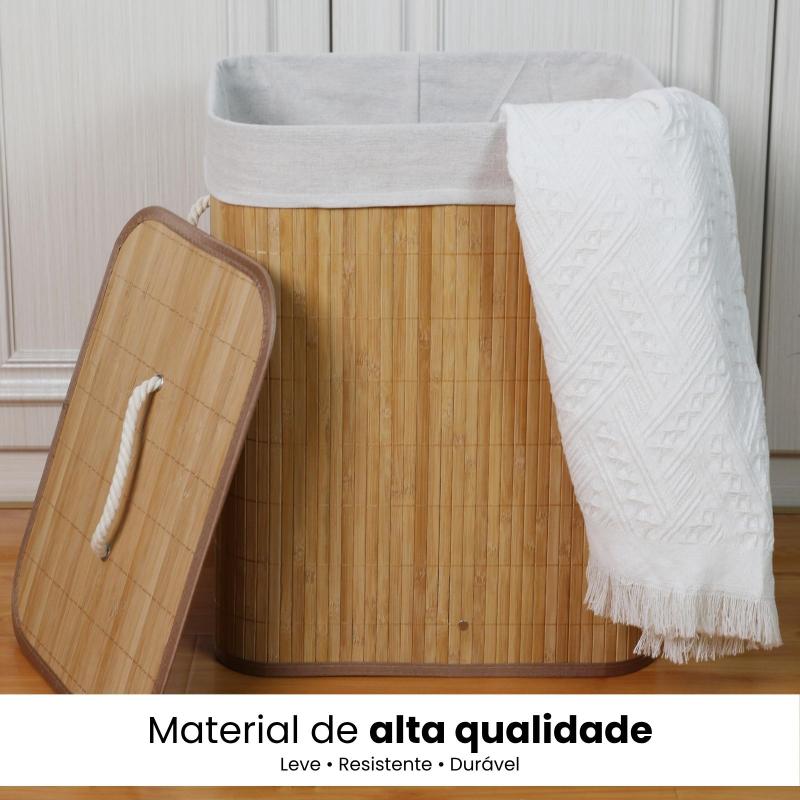 Cesto de roupa suja de bambu com tampa, 50 litros, foto 5 do anúncio