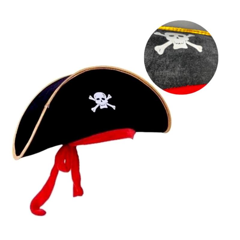 Chapéu Preto Fantasia Pirata Luxo Carnaval Halloween Festa - Sete Lobos por R$ 2,20