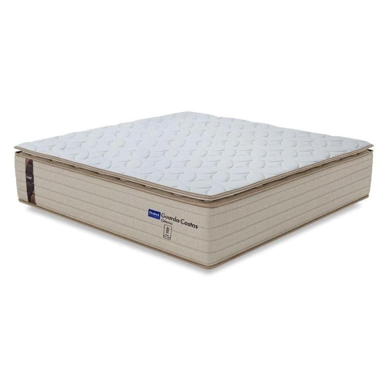 Colchão Casal Probel Molas Ensacadas Pillow Top 138x188x30cm Guarda Costas Genova Branco/bege