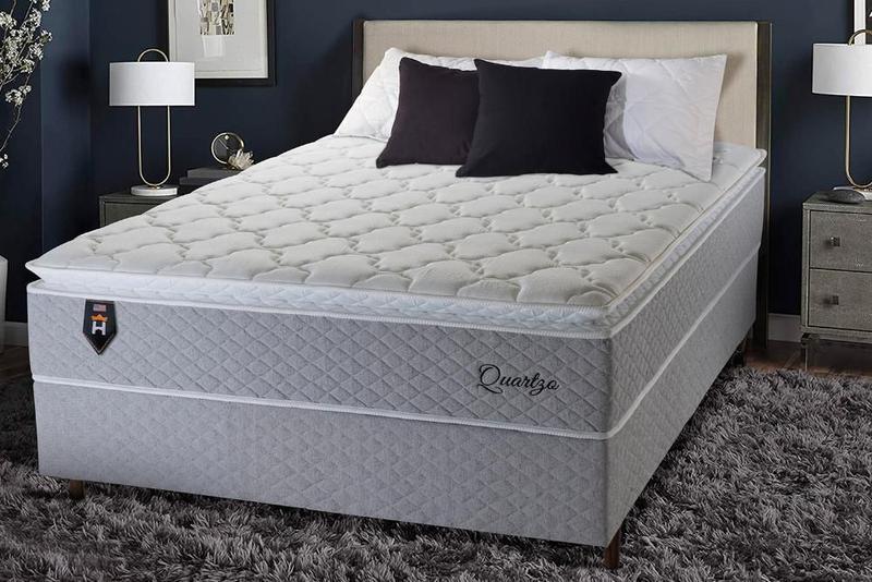 Colchão Casal Quartzo 138x188x33 Cinza/Branco c/ Molas Ensacadas