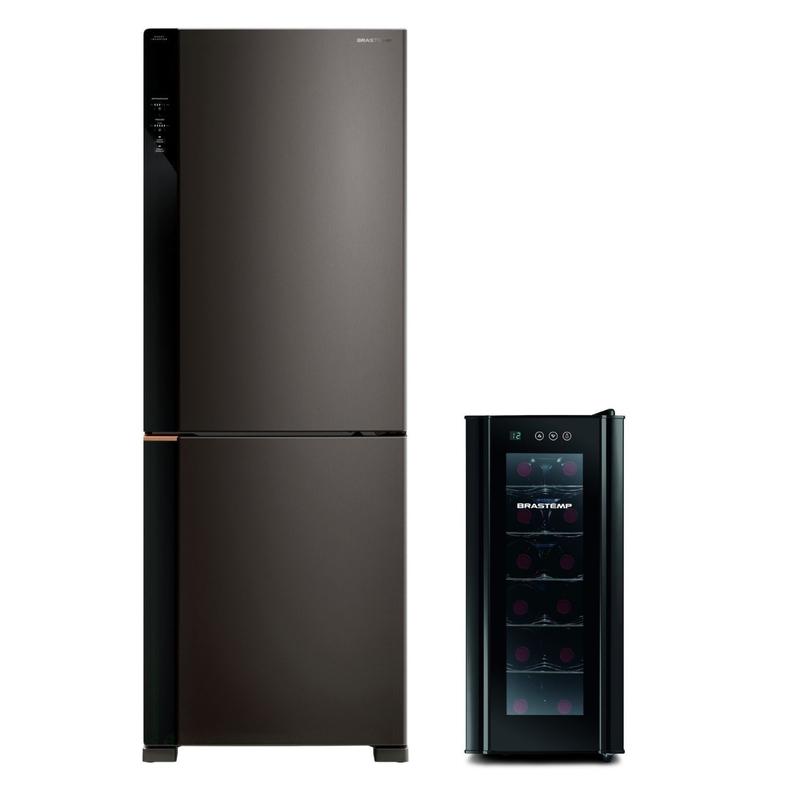 Combo Geladeira Inteligente B= Smart 500L cor Black Inox + Adega 12 Garrafas Cor Preta Brastemp (BRE66AE + BZC12BE) - B6AE_BZC1_CJ