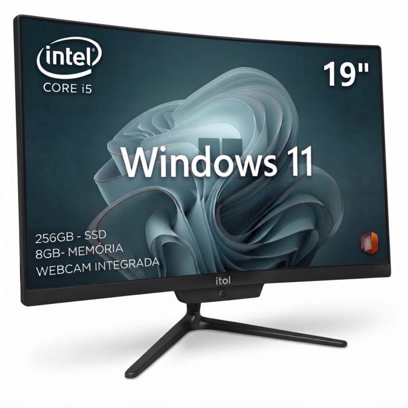 Computador All In One Ital Intel I5 8gb Ssd 256gb Windows 11 Monitor 19 Pol Wifi Bluetooth Webcam Pc Profissional Bivolt 110 220V