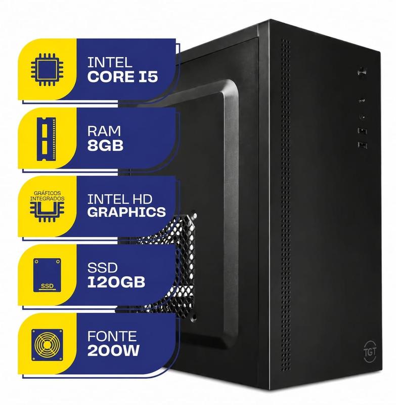 Computador Cpu Pc Torre Intel i5 8Gb Ssd 120gb Windows 11