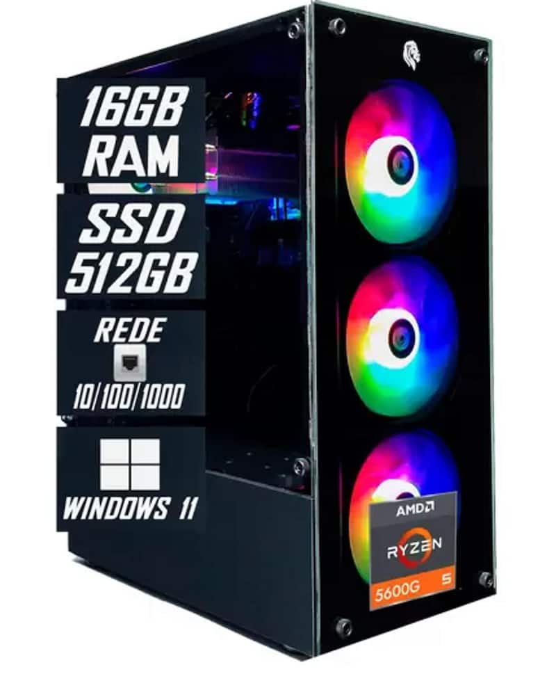 Computador Gamer Amd Ryzen 5 16GB SSD 512