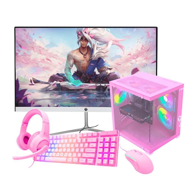 Computador Gamer Rosa i7 16gb Ram 512gb Nvme Rx 560 Gabinete com fans Rgb