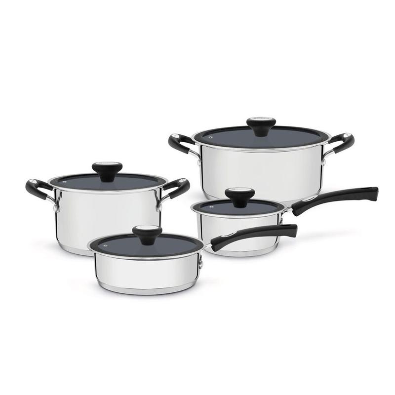 Conjunto 4 Panelas Tramontina Solar Em Aço Inox Revestimento Interno Em Cerâmica Grafite 65120/026 Prateado