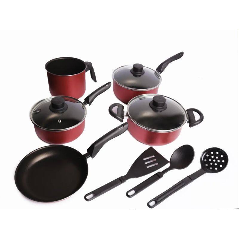 Conjunto De Panelas 8 Pçs Teflon Tampas De Vidro