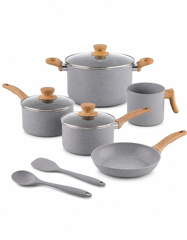 Conjunto de Panelas Easy Gris 7 Peças com Utensílios Brinox