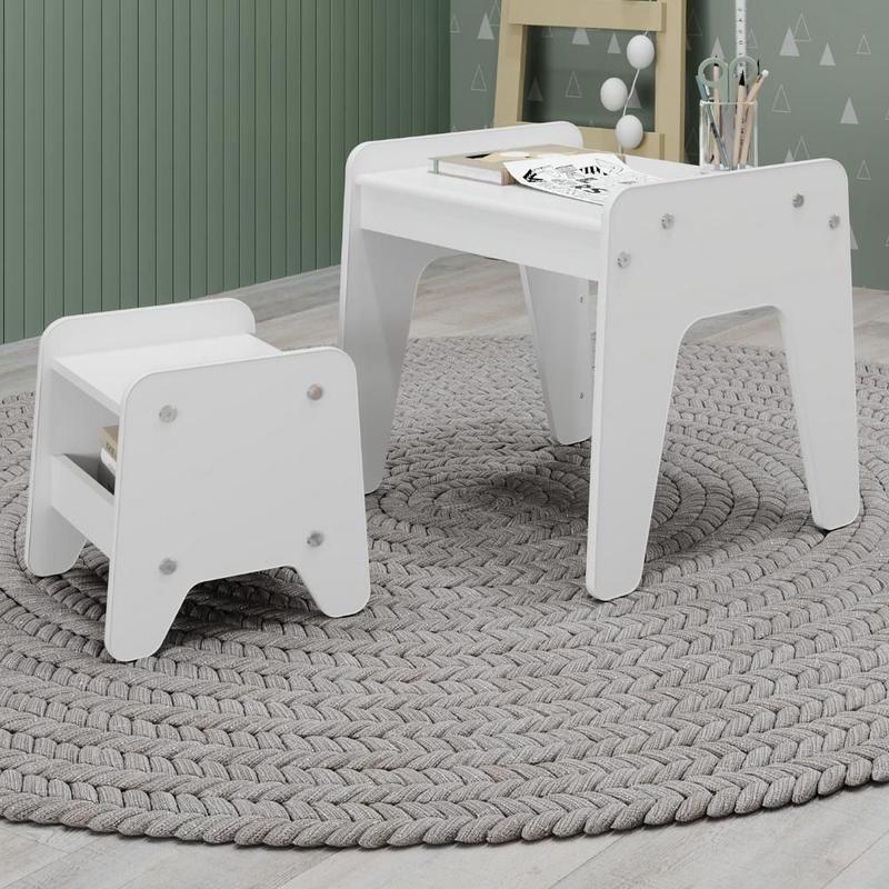 Conjunto Mesa e Banquinho Infantil Montessori Branco
