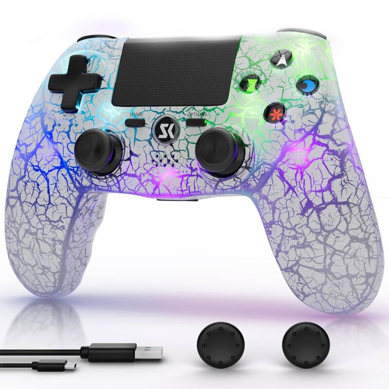 Controlador CHENGDAO para PS4 sem fio com luz RGB branca