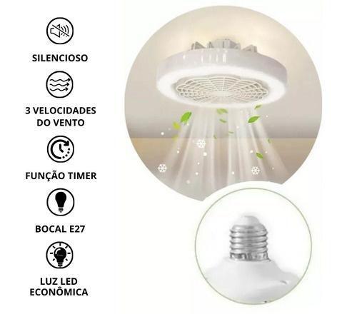 Controle Conveniente: Lâmpada LED Ventilador de Teto Controle Remoto 30W E27 BIVOLT