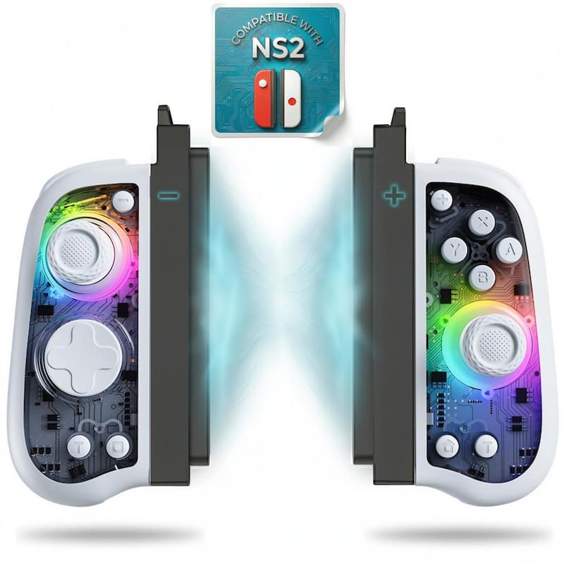 Controle de Jogo GLITCHEL Sem Fio RGB com Efeito Hall para Switch/PC