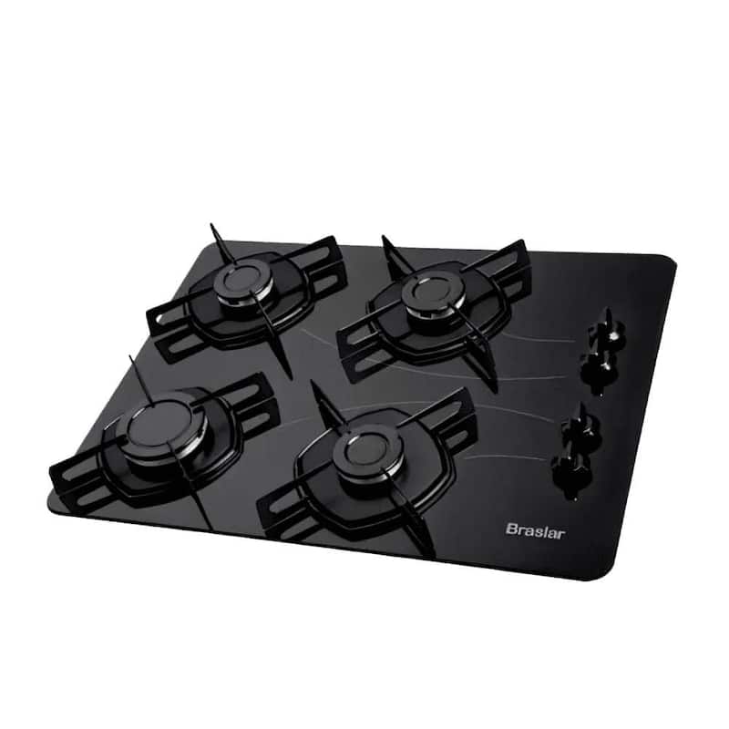 Cooktop à Gás Braslar Pop 4 Bocas Mesa Vidro Super-Automático-Preto