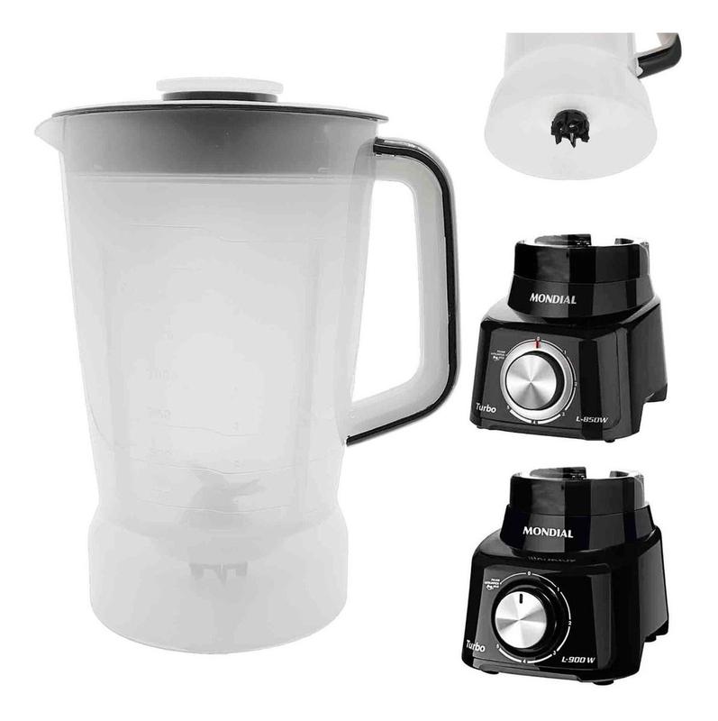 Copo Compativel Com Liquidificador Mondial L850w /900w Translucido Preto Micromax