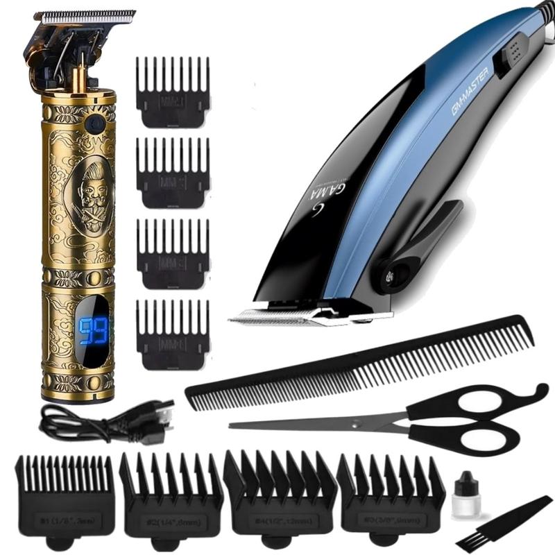 Cortador De Cabelo Gama Italy Profissional 9 Acessorios Magnetic 7w Master Máquina De Acabamento Aparador Titanium Led