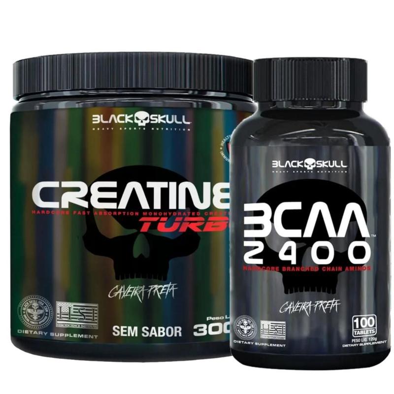 Creatina 300g Turbo + Bcaa 2400mg 100 Caps Black Skull