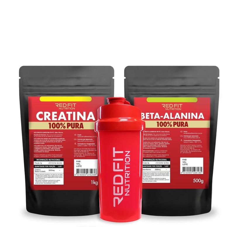Creatina Monohidratada 1Kg Beta-Alanina 500g - 100% Puras Importadas - Red Fit Nutrition
