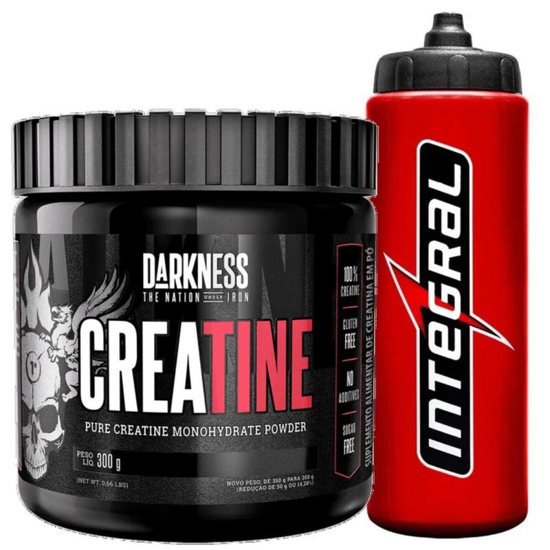 Kit Creatina Pura 300g + Squeeze 800ml Vermelha Integralmedica