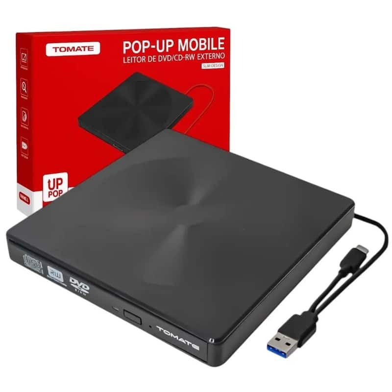 Drive Externo USB Para Leitura CD DVD Compatível Windows Mac Linux Uso Diário
