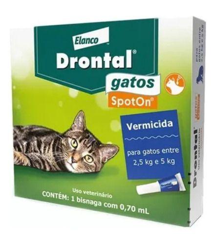 Drontal Spoton 0,70ml Para Gatos De 2,5kg À 5kg Vermifugo